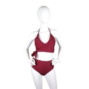 Veceney Tie Wrap Two Piece Bikini Swimsuit In Cranberry Size XL